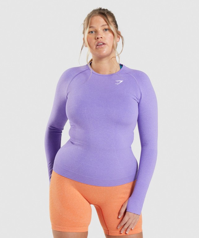 Gymshark Vital Seamless 2.0 Top Women\'s T Shirts Light Purple | UAE-38XBSK