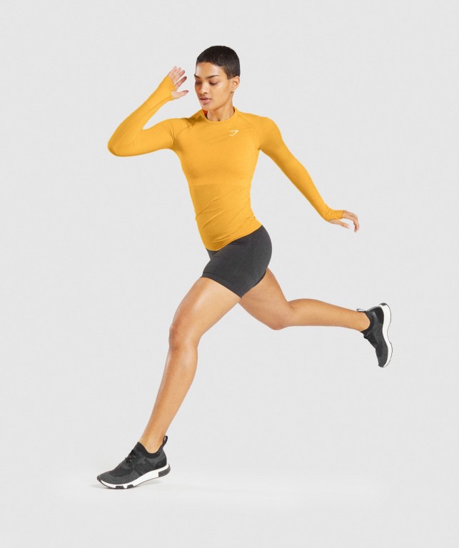 Gymshark Vital Seamless 2.0 Top Women's T Shirts Yellow | UAE-98FPDW