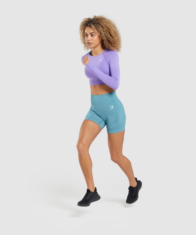 Gymshark Vital Seamless 2.0 Women's Shorts Turquoise | UAE-76DZUN