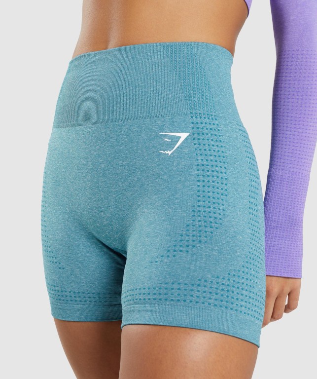 Gymshark Vital Seamless 2.0 Women's Shorts Turquoise | UAE-76DZUN