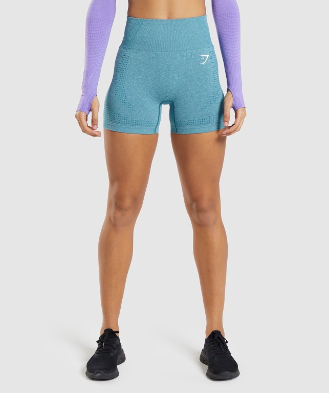 Gymshark Vital Seamless 2.0 Women\'s Shorts Turquoise | UAE-76DZUN