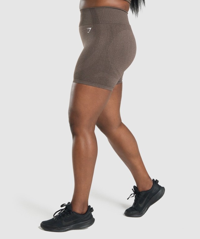 Gymshark Vital Seamless 2.0 Women's Shorts Brown | UAE-79VTNU