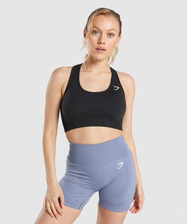 Gymshark Vital Seamless 2.0 Women\'s Sports Bra Black | UAE-37TQEZ