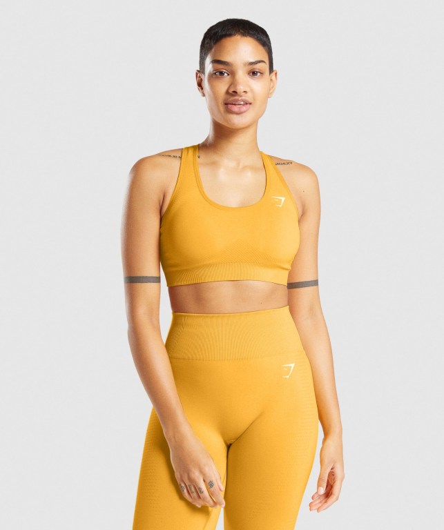 Gymshark Vital Seamless 2.0 Women\'s Sports Bra Yellow | UAE-41YQLV