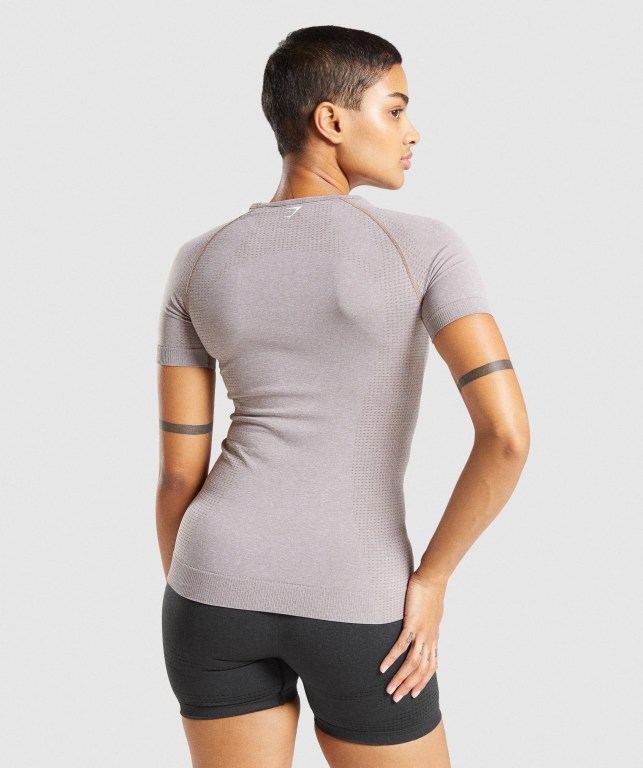 Gymshark Vital Seamless 2.0 Women's T Shirts Grey Brown | UAE-74GPDQ