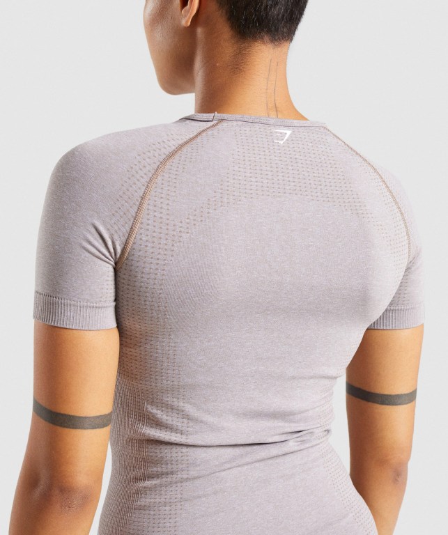 Gymshark Vital Seamless 2.0 Women's T Shirts Grey Brown | UAE-74GPDQ