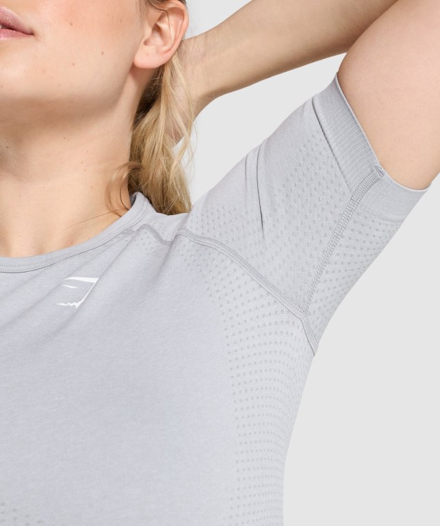 Gymshark Vital Seamless 2.0 Women's T Shirts Light Grey | UAE-85VGNW