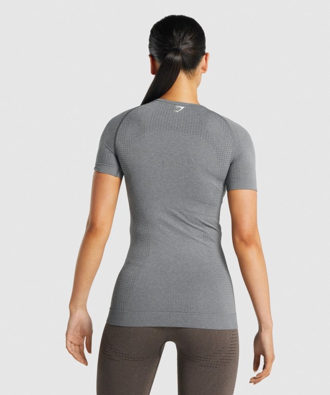 Gymshark Vital Seamless 2.0 Women's T Shirts Grey | UAE-89XJLD