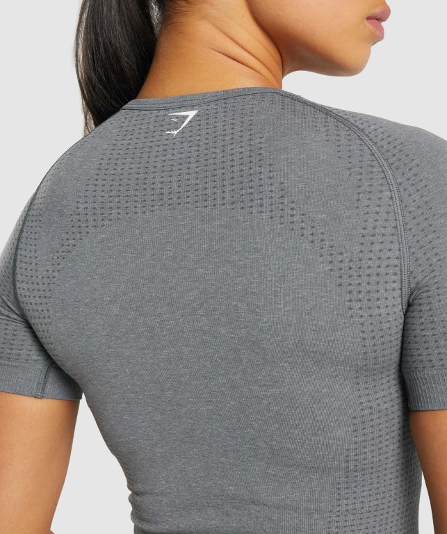 Gymshark Vital Seamless 2.0 Women's T Shirts Grey | UAE-89XJLD