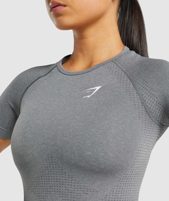 Gymshark Vital Seamless 2.0 Women's T Shirts Grey | UAE-89XJLD