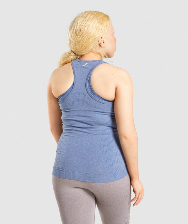 Gymshark Vital Seamless 2.0 Women's Tank Tops Blue | UAE-02NGRE