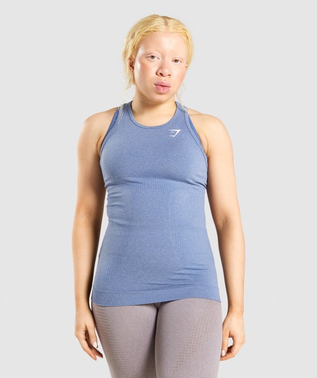 Gymshark Vital Seamless 2.0 Women\'s Tank Tops Blue | UAE-02NGRE