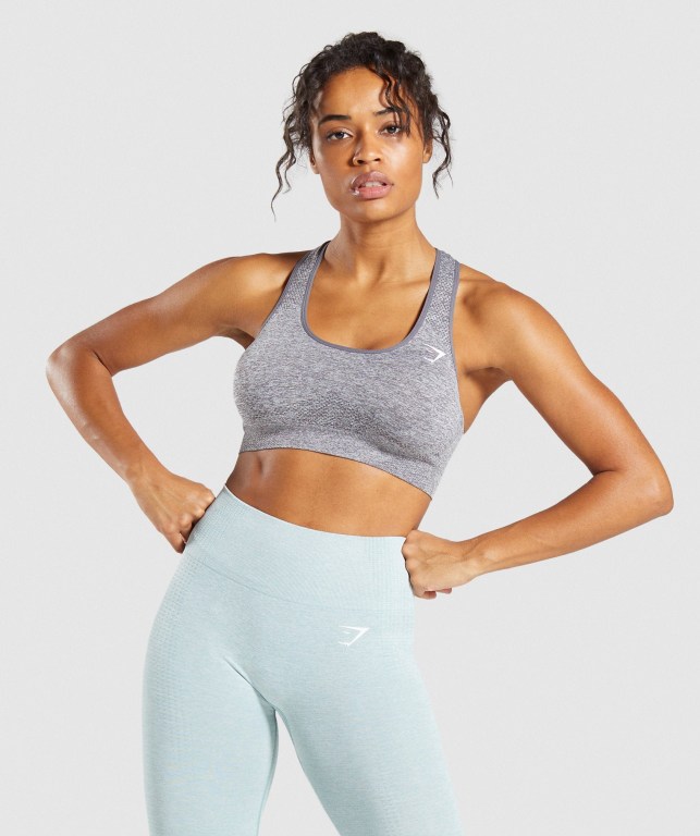 Gymshark Vital Seamless Women\'s Sports Bra Grey | UAE-01JOWK