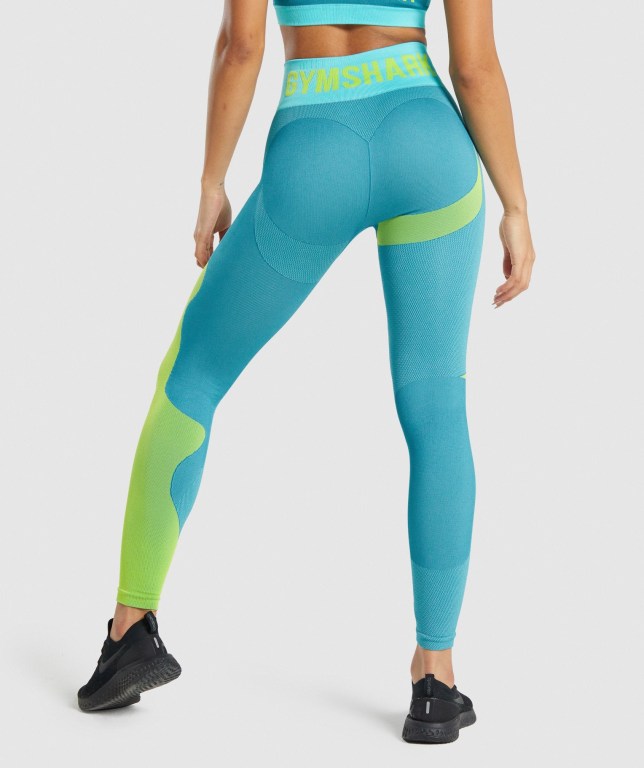 Gymshark WTFlex Seamless High Waisted Women's Leggings Blue | UAE-28SYAQ