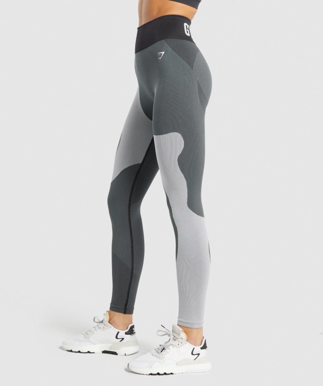 Gymshark WTFlex Seamless High Waisted Women's Leggings Grey | UAE-37UWYD