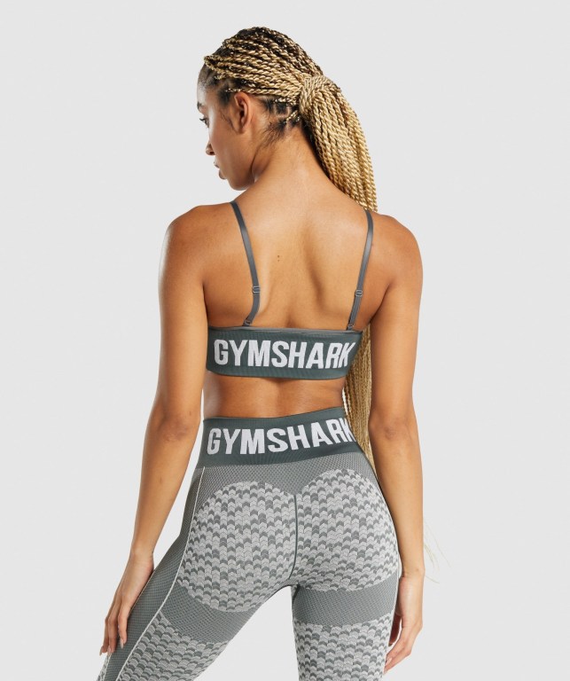 Gymshark WTFlex Seamless Strappy Women's Sports Bra Grey | UAE-90TBXE