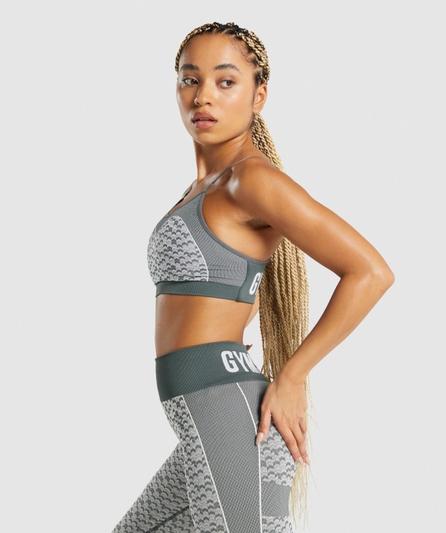 Gymshark WTFlex Seamless Strappy Women's Sports Bra Grey | UAE-90TBXE