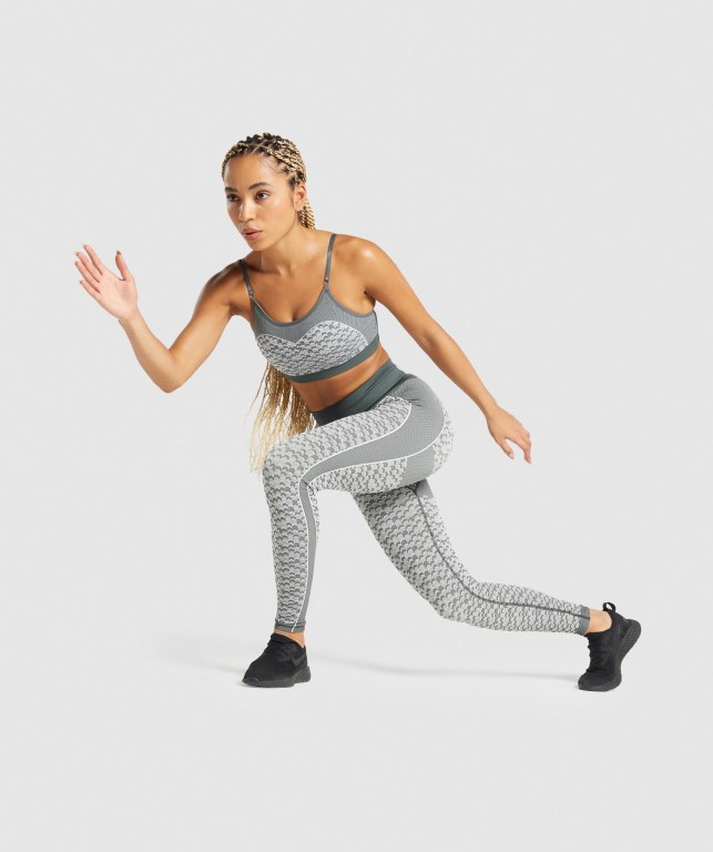 Gymshark WTFlex Seamless Strappy Women's Sports Bra Grey | UAE-90TBXE