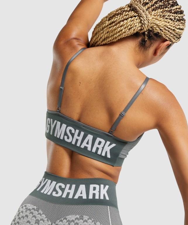 Gymshark WTFlex Seamless Strappy Women's Sports Bra Grey | UAE-90TBXE