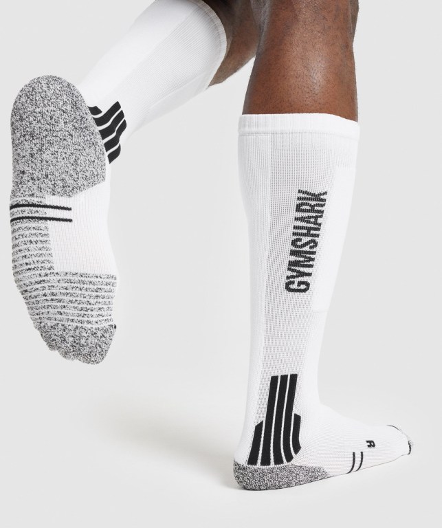 Gymshark Weightlifting Men's Socks White | UAE-12DAIX