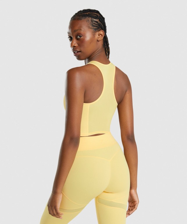 Gymshark Whitney Crop Women's Tank Tops Yellow | UAE-10GZQU