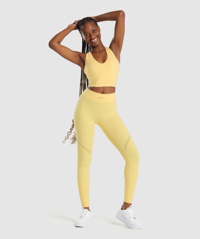 Gymshark Whitney Crop Women's Tank Tops Yellow | UAE-10GZQU