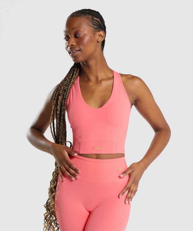 Gymshark Whitney Crop Women\'s Tank Tops Pink | UAE-14HZGK