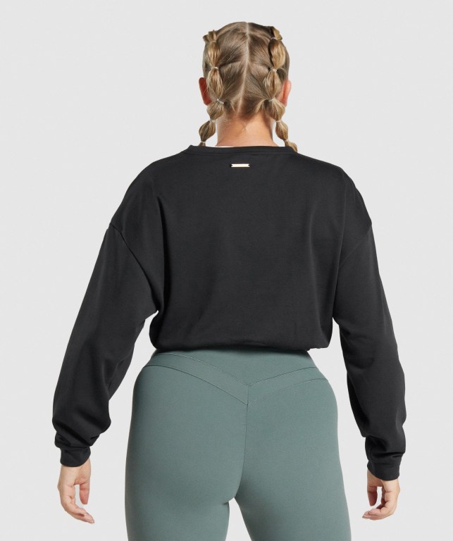 Gymshark Whitney Cropped Women's Hoodies Black | UAE-05PVQY