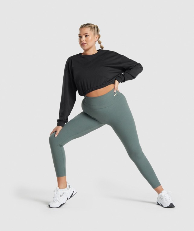 Gymshark Whitney Cropped Women's Hoodies Black | UAE-05PVQY