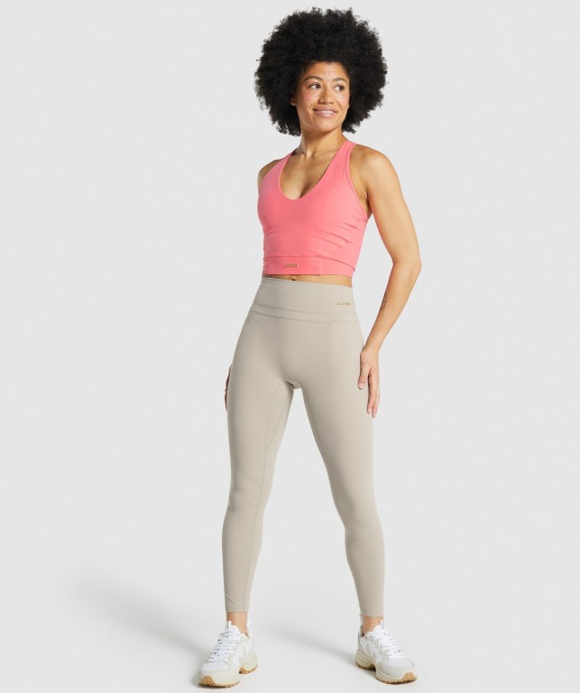 Gymshark Whitney High Rise High Waisted Women's Leggings White | UAE-10TGJY