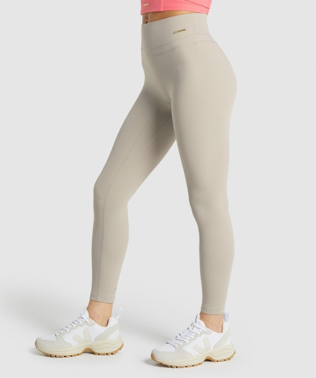 Gymshark Whitney High Rise High Waisted Women's Leggings White | UAE-10TGJY