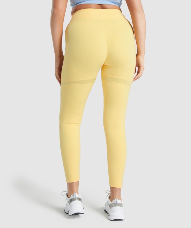 Gymshark Whitney Mesh High Waisted Women's Leggings Yellow | UAE-06SNIQ