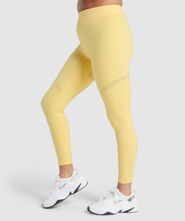 Gymshark Whitney Mesh High Waisted Women's Leggings Yellow | UAE-06SNIQ