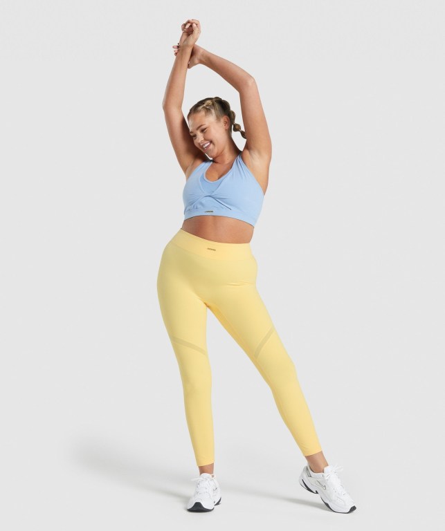 Gymshark Whitney Mesh High Waisted Women's Leggings Yellow | UAE-06SNIQ