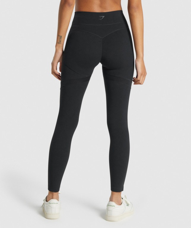 Gymshark Whitney Mesh High Waisted Women's Leggings Black | UAE-09PNDL