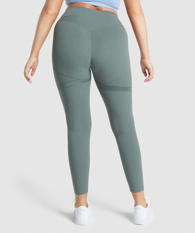 Gymshark Whitney Mesh High Waisted Women's Leggings Green | UAE-47KEBC