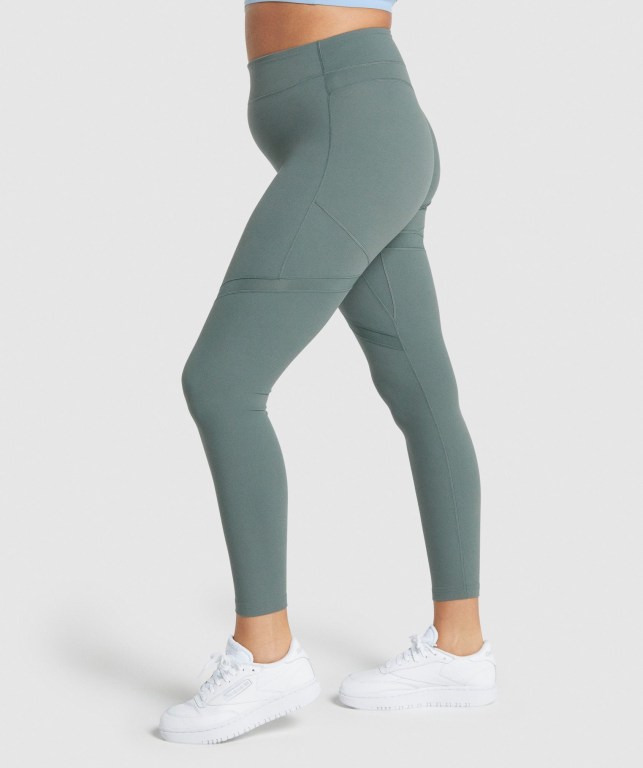 Gymshark Whitney Mesh High Waisted Women's Leggings Green | UAE-47KEBC