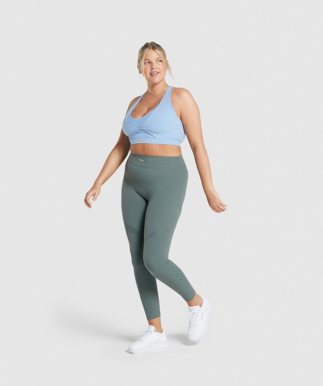 Gymshark Whitney Mesh High Waisted Women's Leggings Green | UAE-47KEBC