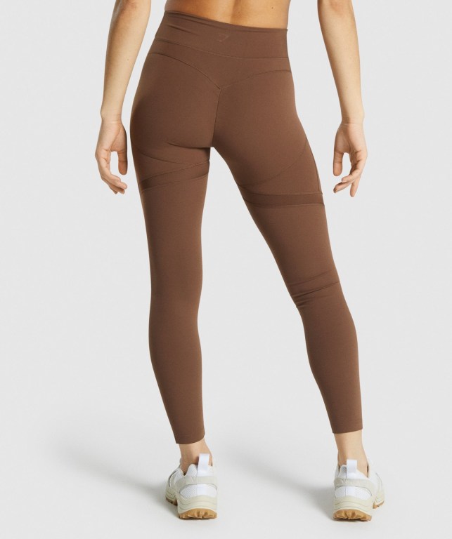 Gymshark Whitney Mesh High Waisted Women's Leggings Brown | UAE-52YJQS