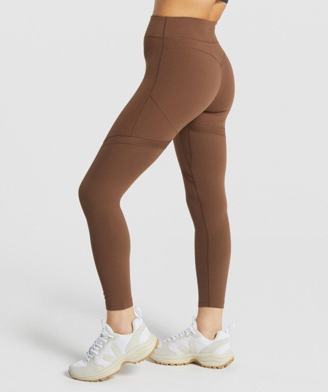 Gymshark Whitney Mesh High Waisted Women's Leggings Brown | UAE-52YJQS