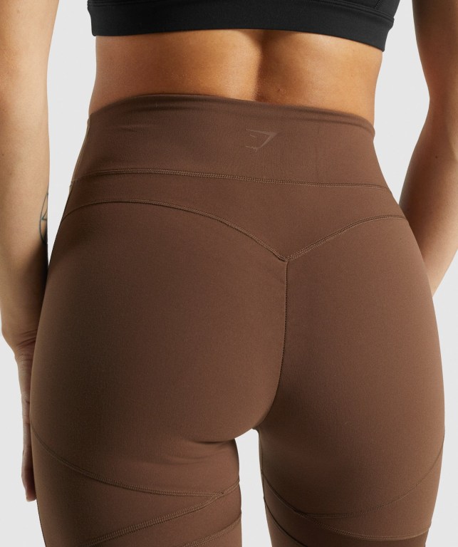 Gymshark Whitney Mesh High Waisted Women's Leggings Brown | UAE-52YJQS