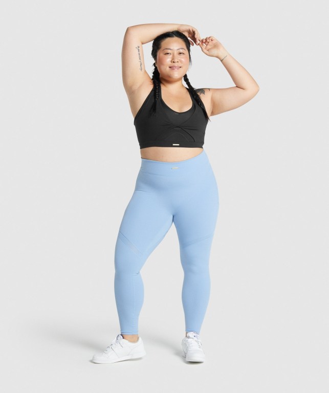 Gymshark Whitney Mesh High Waisted Women's Leggings Blue | UAE-67PJFC