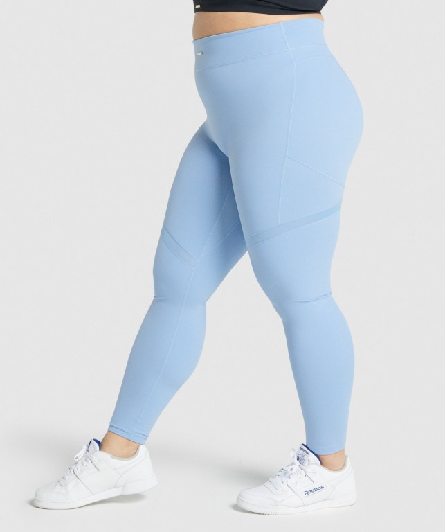 Gymshark Whitney Mesh High Waisted Women's Leggings Blue | UAE-67PJFC