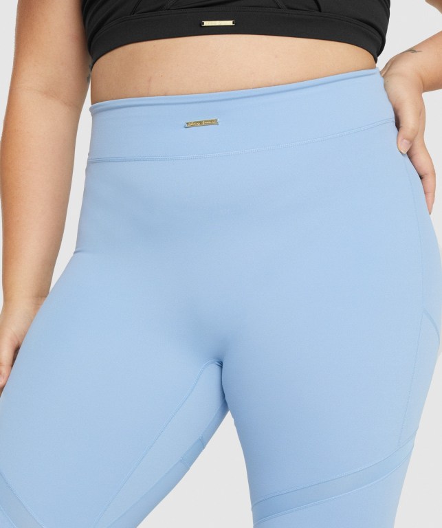 Gymshark Whitney Mesh High Waisted Women's Leggings Blue | UAE-67PJFC