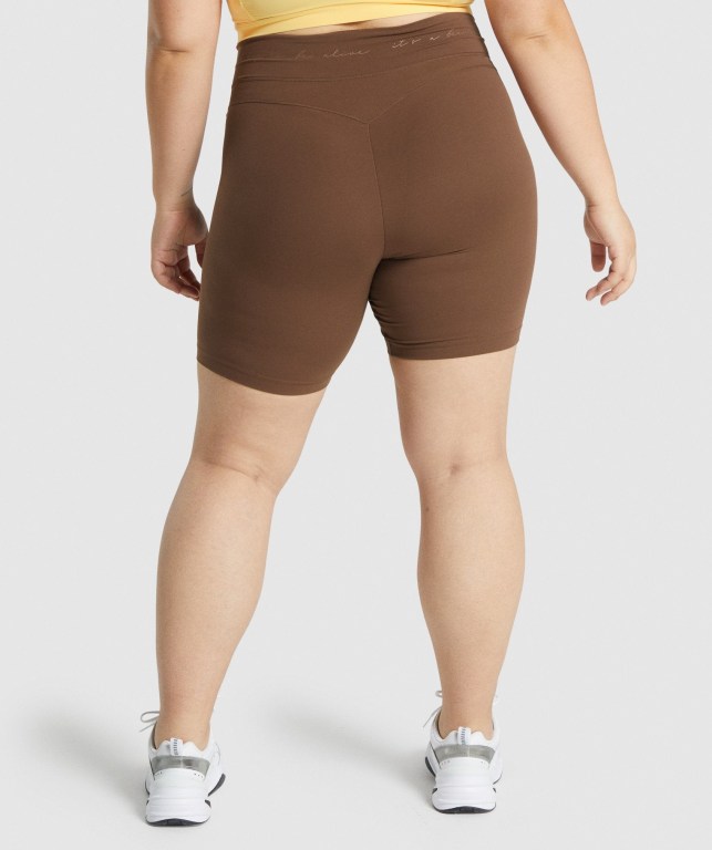 Gymshark Whitney Mesh Women's Shorts Brown | UAE-98SFTN