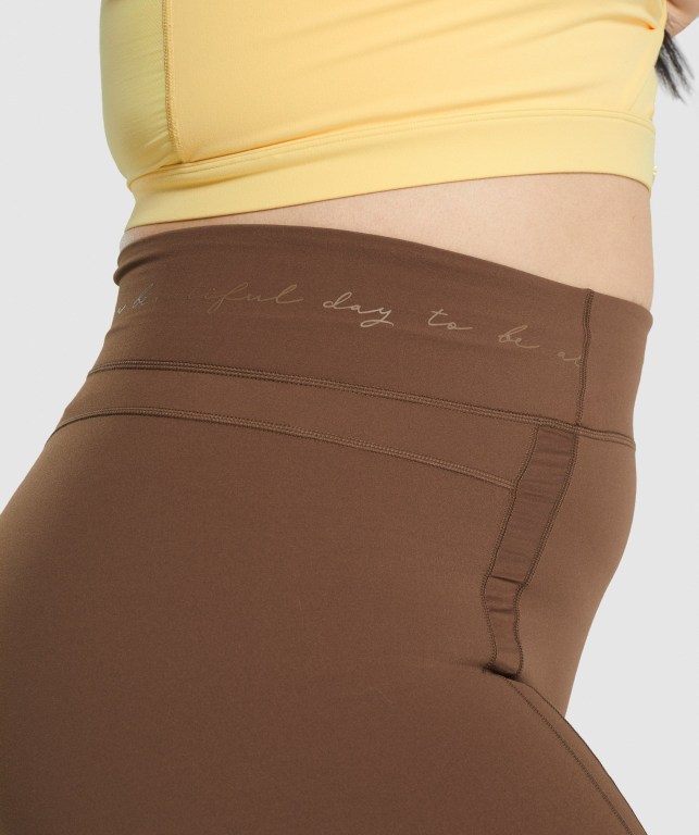 Gymshark Whitney Mesh Women's Shorts Brown | UAE-98SFTN