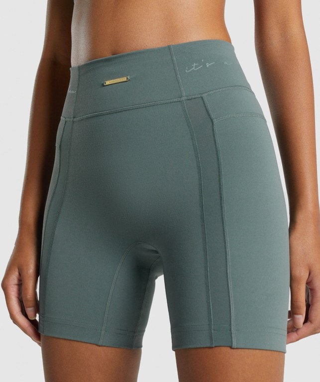 Gymshark Whitney Mesh Women's Shorts Green | UAE-01TXCZ