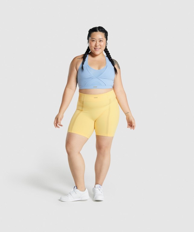 Gymshark Whitney Mesh Women's Shorts Yellow | UAE-46NESK