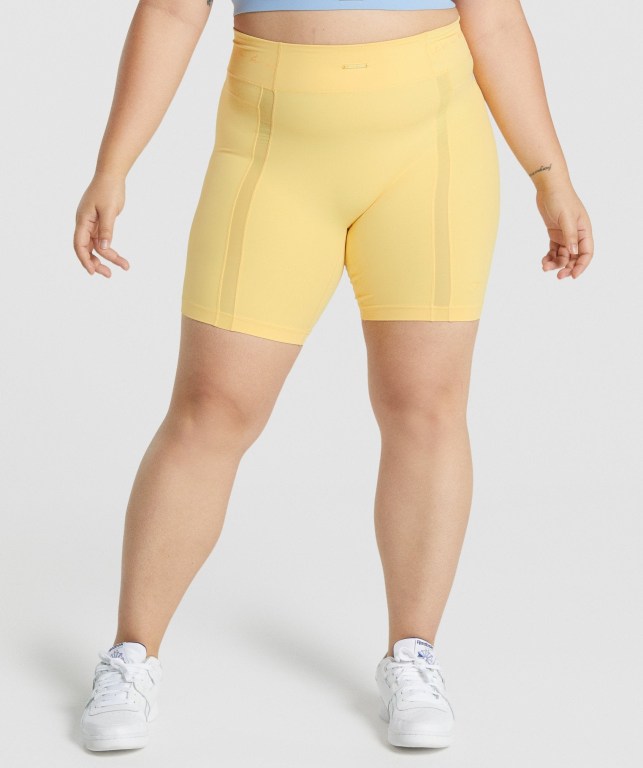 Gymshark Whitney Mesh Women\'s Shorts Yellow | UAE-46NESK