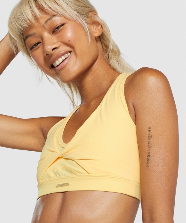 Gymshark Whitney Mesh Women's Sports Bra Yellow | UAE-82XKZD